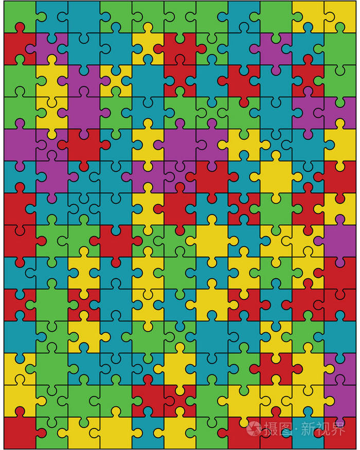 矢量图的彩色拼图分开