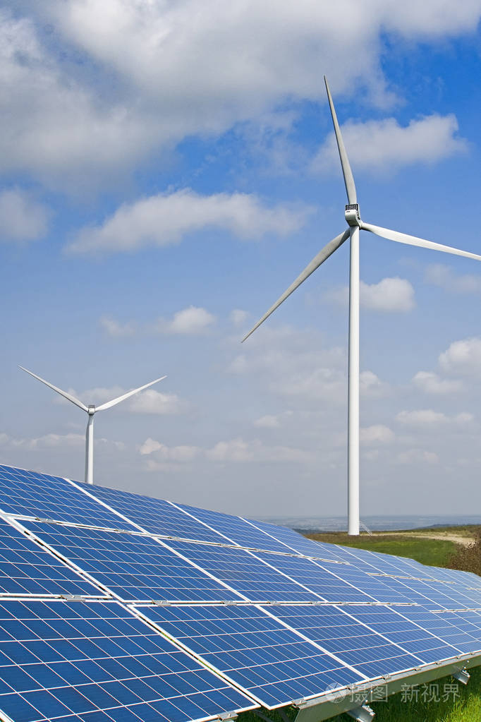 太阳能板和风力发电机照片-正版商用图片0rx6a2-摄图新视界