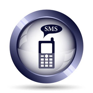 Sms 图标。白色背景上的互联网按钮