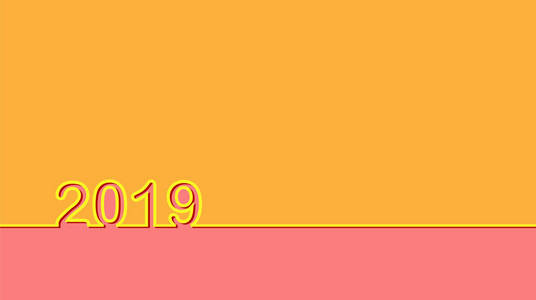2019新年祝贺模板。轮廓数2019和双色背景