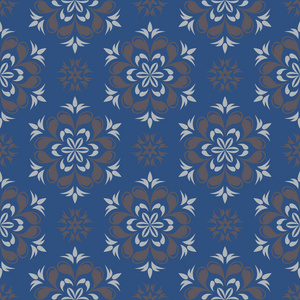 无缝的花卉图案。深蓝色背景与花设计为墙纸纺织品和织品