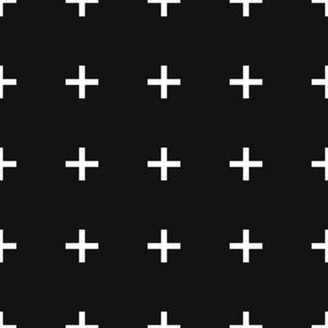 白色加号无缝模式-黑色背景上的白色加号照片