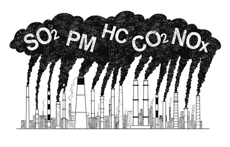 城市工厂污染简笔画图片