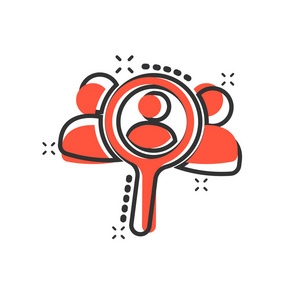 漫画小组矢量卡通搜索员工和工作图标的漫画风格.