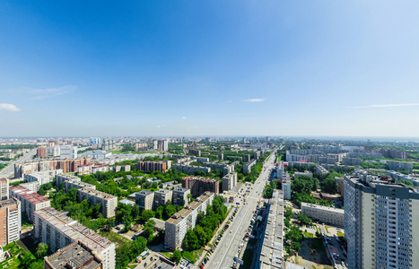 空中城市景观。城市景观。直升机拍摄。全景图像