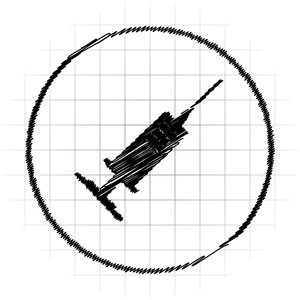注射器图标。白色背景上的互联网按钮
