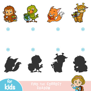 卡通动物套装-狐狸, 长颈鹿, 鹦鹉和猴子照片