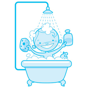 快乐卡通婴儿浴缸蓝色版