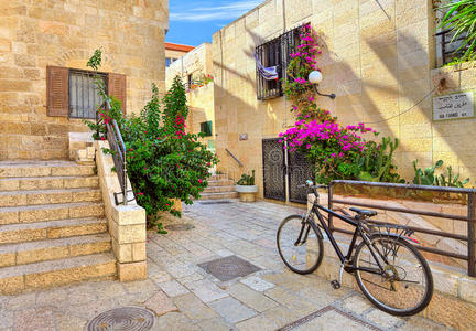 流行的 耶路撒冷 人行道 地标 以色列 土地 房子 古老的