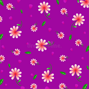 紫色背景上的花朵图案