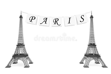 法国旅游理念。埃菲尔铁塔上的巴黎标志