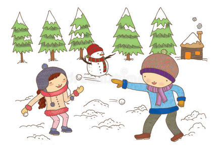 雪和男孩图片