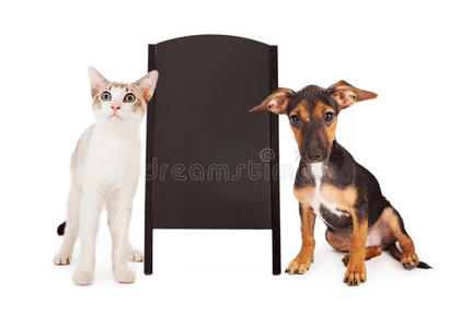 狗和猫有黑板三明治标志