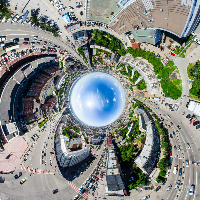 空中城市景观.城市景观.直升机拍摄.全景图像