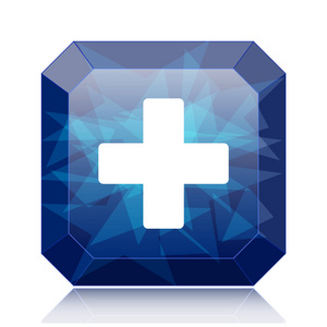 医学十字图标, 蓝色网站按钮白色背景