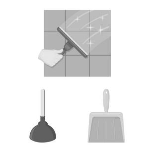 清洁和女仆单色图标集的设计集合。清洗矢量符号库存设备 web 插图