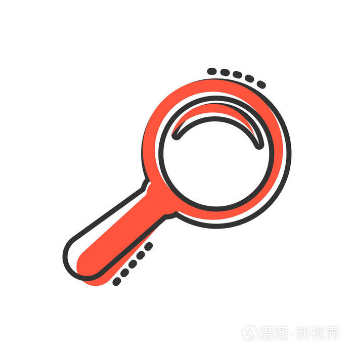 矢量卡通放大玻璃图标的漫画风格.搜索放大镜插图象形文字.