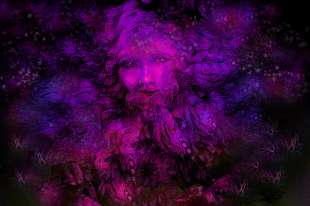 violett 紫色童话小矮人精神，色彩丰富的插画
