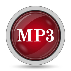 Mp3 图标。白色背景上的互联网按钮