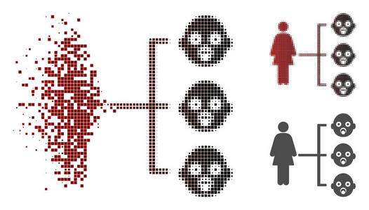 闪光像素半色调托儿所儿童关系图标