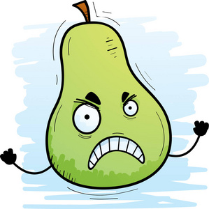 一个卡通插图的梨看起来愤怒照片