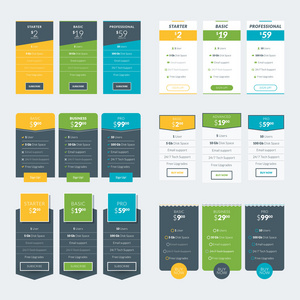 网站及应用的定价表设计模板集
