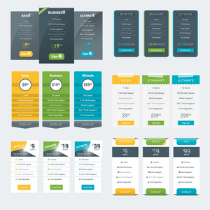 网站及应用的定价表设计模板集