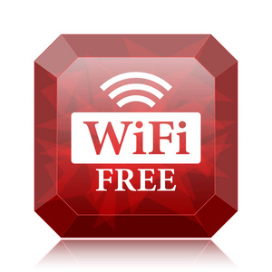 Wifi 免费图标, 红色网站按钮白色背景