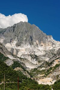 大理石采石场 卡拉拉白色大理石 在 Apuan 阿尔卑斯 卑 Apuane。托斯卡纳, 托斯卡纳, 意大利, 欧洲