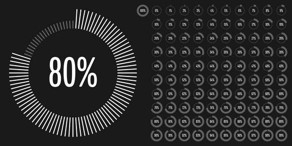 关系图圈百分比从 0 到 web 设计 用户界面 Ui 或图表指标与白从准备到使用 100 组