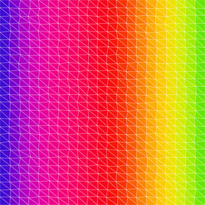 在彩虹光谱颜色与白色轮廓的三角形图案矢量抽象不规则多边形背景