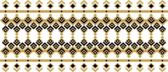 典雅的装饰边界由正方形金黄和黑色组成