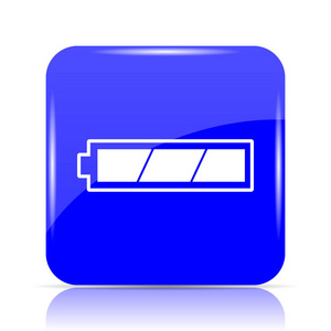 全充电电池图标, 蓝色网站按钮白色背景