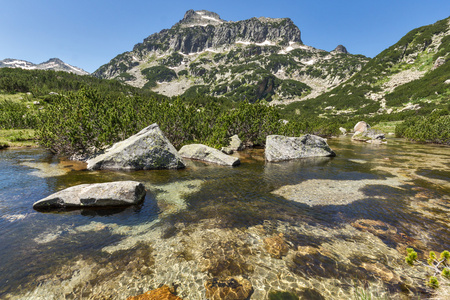 景观的 Dzhangal 峰值和 Banski 湖，皮林山