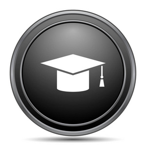 毕业图标, 黑色网站按钮白色背景