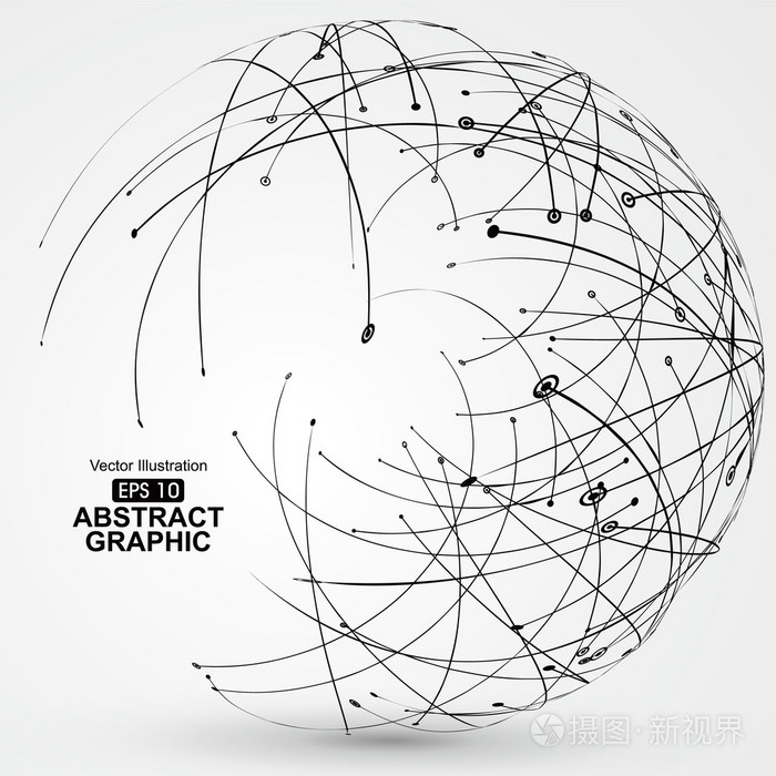 点和曲线构造的球体线框和科技感抽象插图插画-正版商用图片0s0kbd-摄