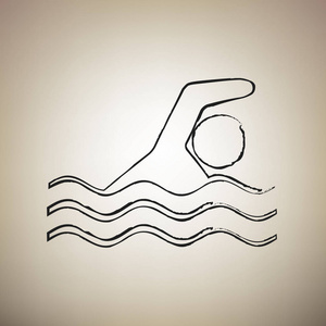 游泳水运动标志。向量。刷画黑色图标在李