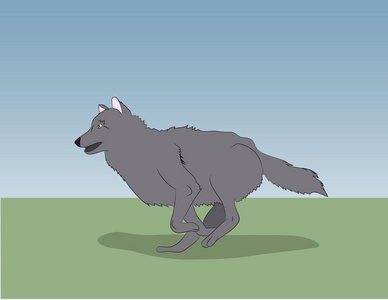 狼在自然背景, 媒介, 灰色狼舒展插画