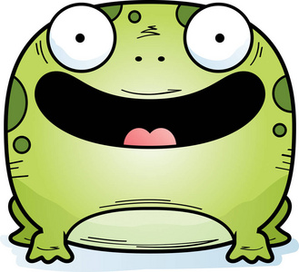 一只青蛙，微笑的卡通插图