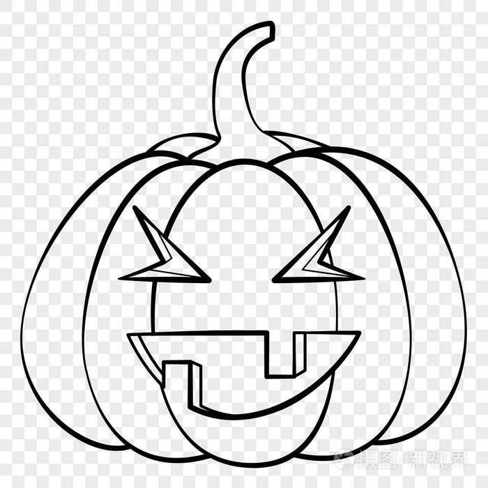 笑面万圣节南瓜情感轮廓图激光切割, 节日装饰, 贴纸插画-正版商用