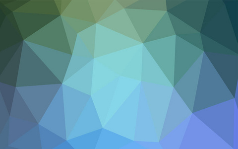 浅蓝色, 绿色矢量多边形抽象背景。带有渐变的多边形抽象插图。全新的设计为您的企业