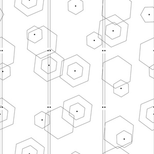 白色背景下具有抽象几何形状矢量的无缝模式黑白图案