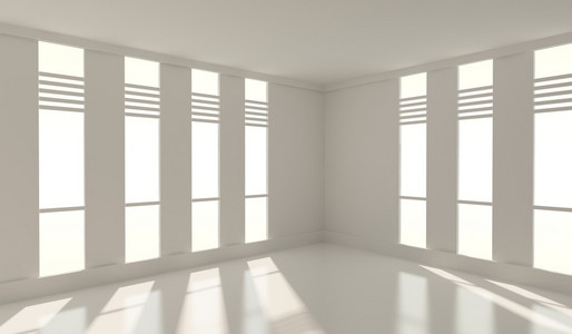 抽象的建筑背景。空白色房间室内 3d 图