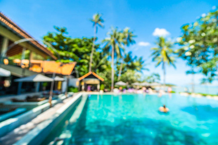 抽象模糊美丽的酒店度假村和游泳池背景为旅行和假期