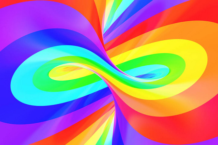 彩虹滑稽螺旋隧道.条纹扭曲欢快的光学错觉.抽象背景照片