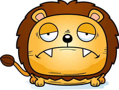 带着悲伤的表情的小狮子的卡通插图照片