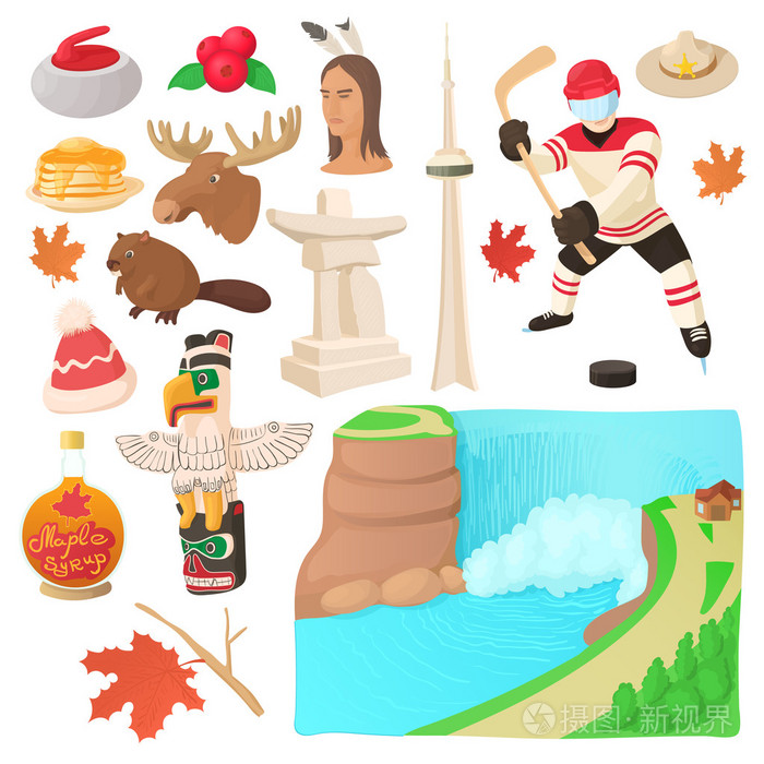 加拿大的图标集,卡通风格