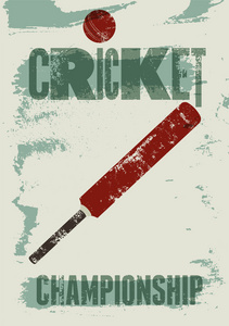 板球排印的老式 grunge 风格海报。复古矢量图