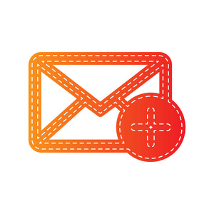 邮件标志图添加标记。孤立的橙色贴花