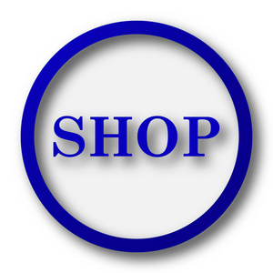 商店图标。白色背景上的蓝色互联网按钮